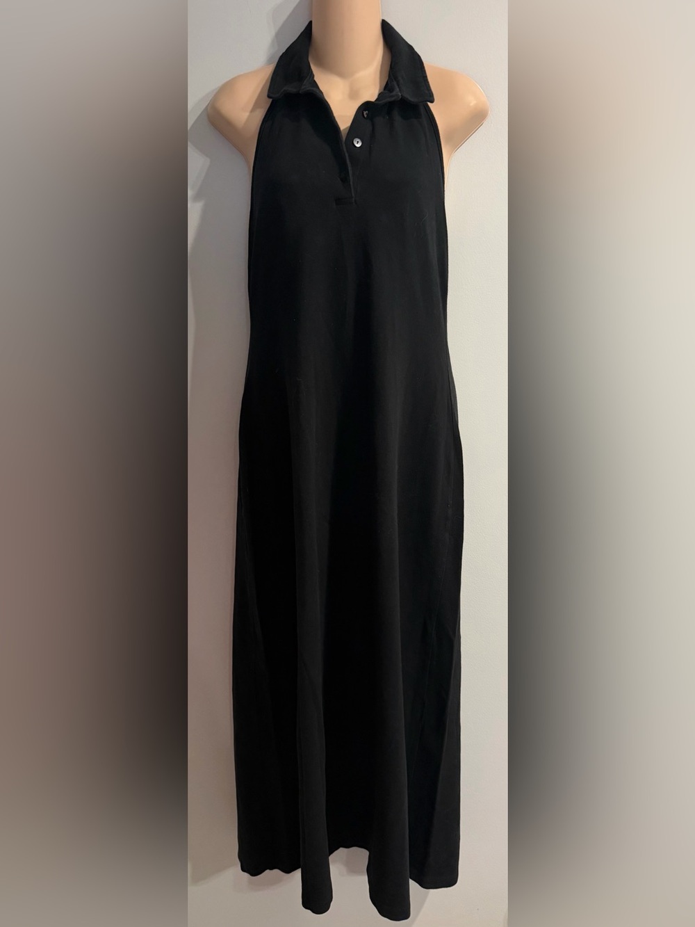 MODA International Victoria's Secret Halter Polo Black Maxi Dress size L Y2K
